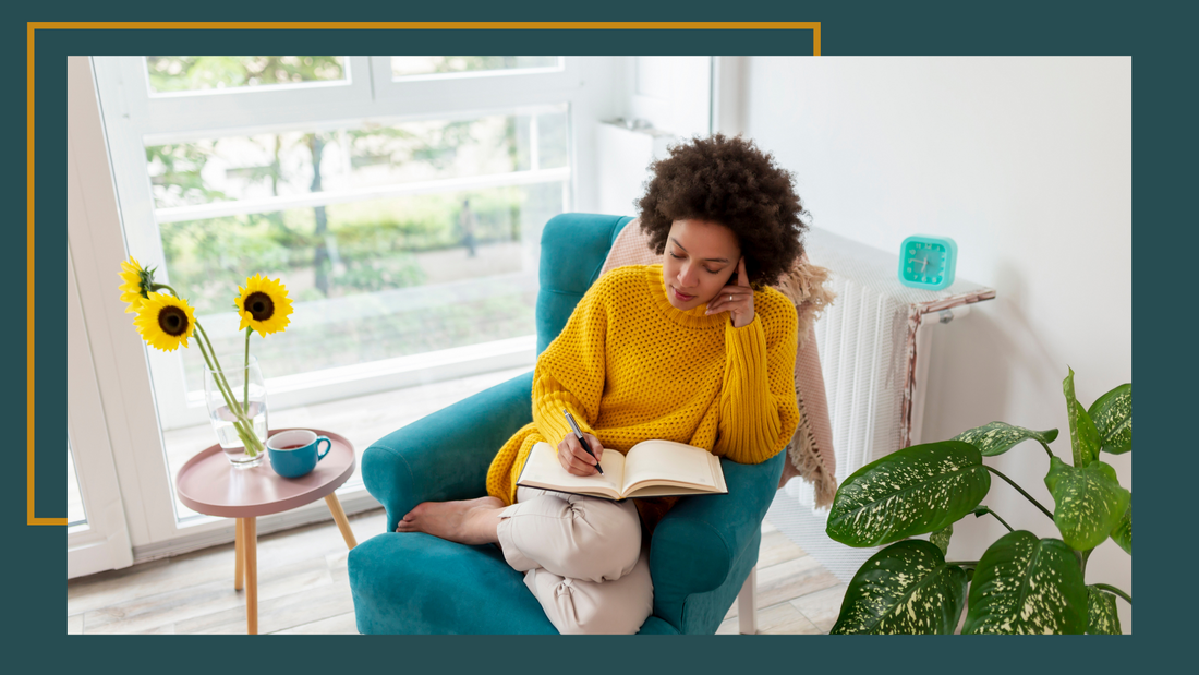 Woman writing a book